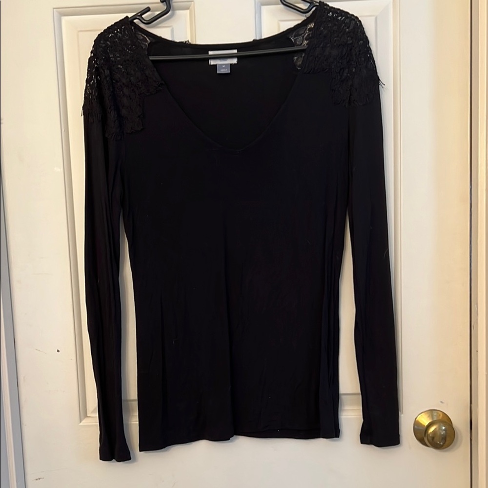 Old Navy Black Fitted Long Sleeve Blouse